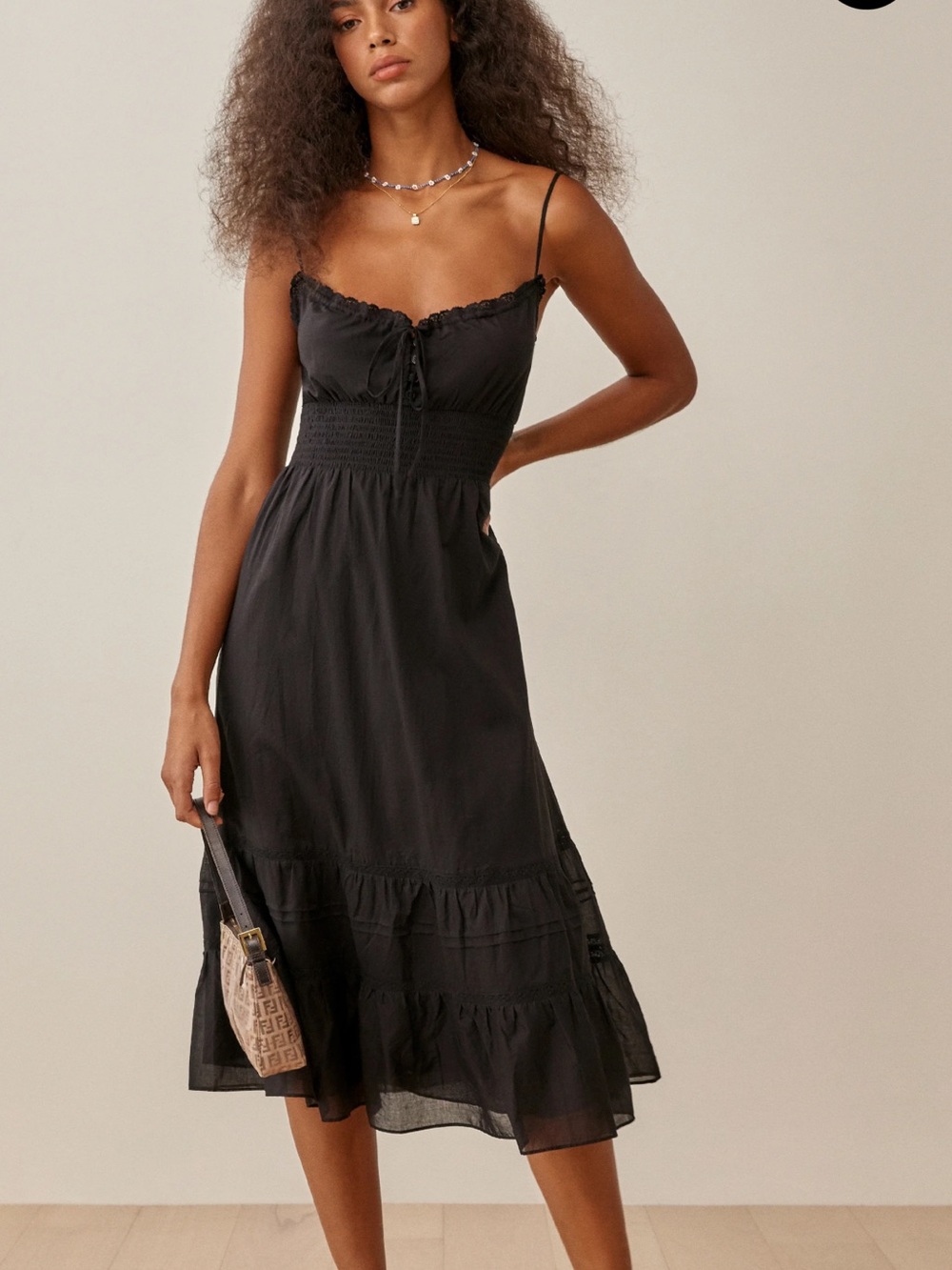 Reformation Black Landon Cotton Dress Size 10
